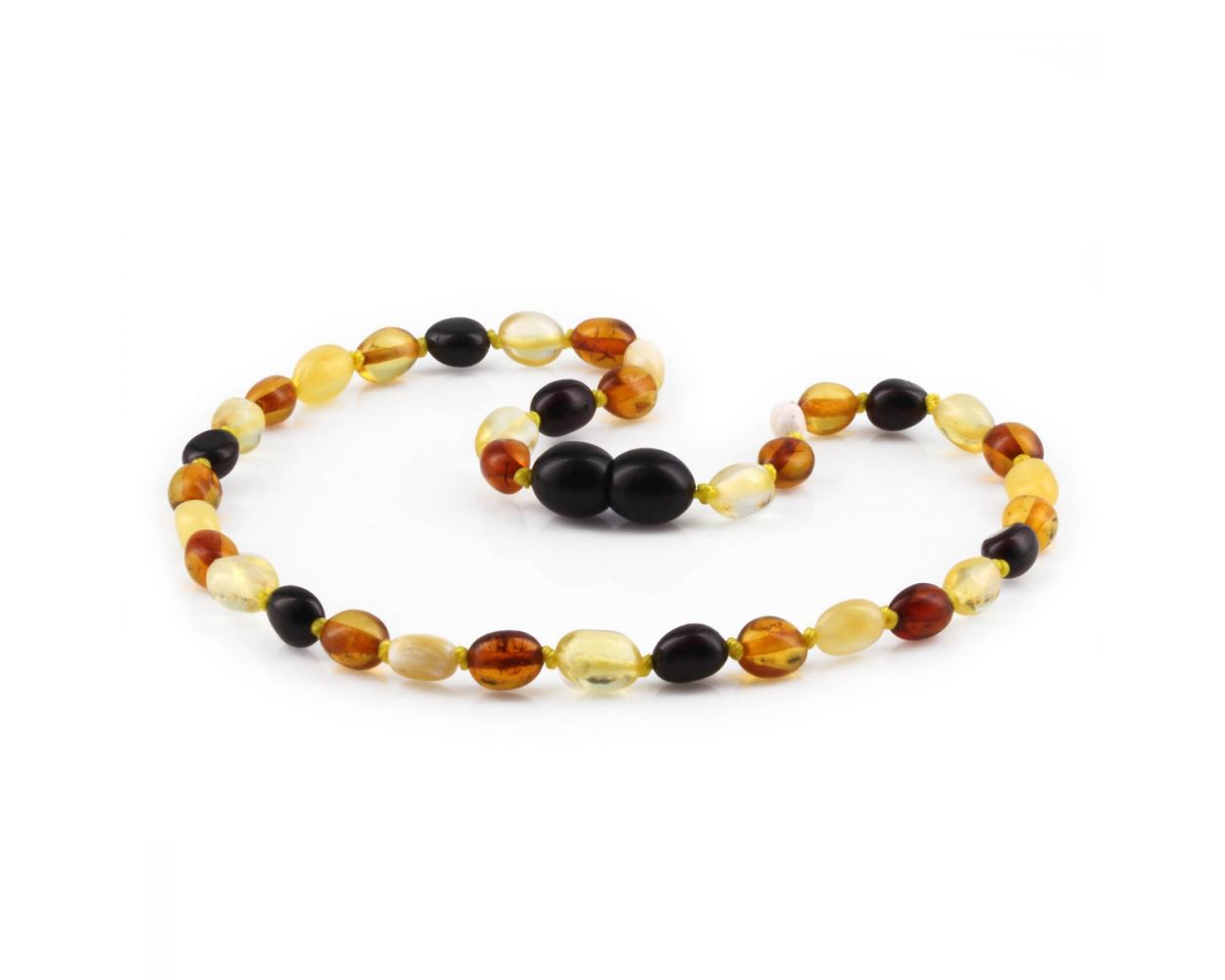 BALTIC AMBER TEETHING NECKLACE. OLIVE. XO54M2Y