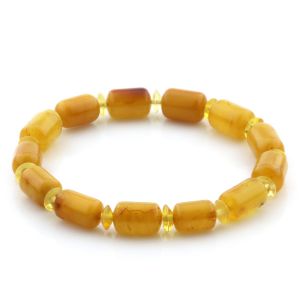 Adult Baltic Amber Bracelet Cylinder Tablet Beads 10mm 6gr. AD62