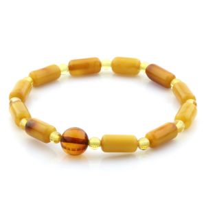 Adult Baltic Amber Bracelet Cylinder Tablet Beads 11mm 3gr. AD70