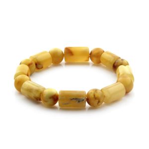 Adult Baltic Amber Bracelet Cylinder Round Beads 13mm 15gr. CB170