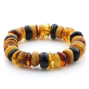 Adult Baltic Amber Bracelet Tablet Beads 14mm 25gr. JNR207