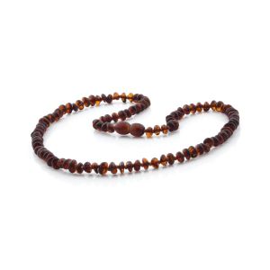 ADULT BALTIC AMBER NECKLACE. ROUNDEL COGNAC 5X3 MM