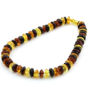 Natural Baltic Amber Necklace Large Tablet Faceted Beads 12mm 44cm 17.3in FBR2