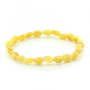 Adult Baltic Amber Bracelet. Olive Milky Yellow 5x4 mm