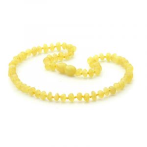 Baltic Amber Teething Necklace. Round Flat Milky Yellow 5x3 mm
