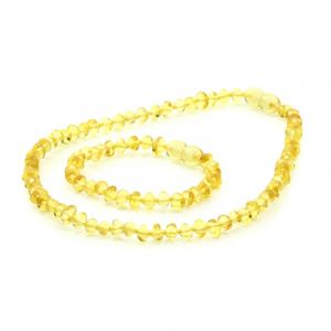 Baltic Amber Teething Necklace & Bracelet Set. Baroque Yellow 5x4 mm