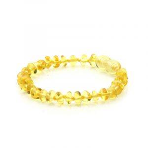 Baltic Amber Teething Bracelet. Round Flat Yellow 5x3 mm