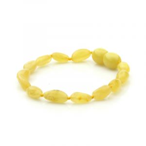 Baltic Amber Teething Bracelet. Olive Milky Yellow 5x4 mm