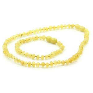 Baltic Amber Teething Necklace & Bracelet Set. Baroque Milky Yellow 5x4 mm