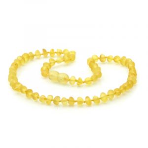Semi Polished Baltic Amber Teething Necklace. Baroque Yellow Matt 5x4 mm