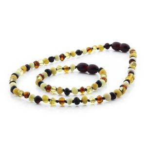 BALTIC AMBER TEETHING NECKLACE & BRACELET SET. BAROQUE MIX II-A 4X4 MM