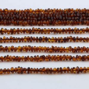 Genuine Baltic Amber Loose Beads Strand 40cm / 15,7"- Round Flat 5mm. RO53C