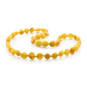 BALTIC AMBER NECKLACE FOR KIDS. SIDE DRILL MILKY ORANGE 5X4 MM