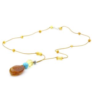Genuine Baltic Amber Turquoise & 925 Sterling Silver Necklace With Pendant NWP21