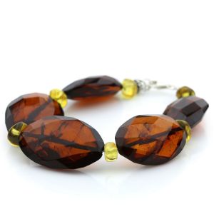 Adult Baltic Amber Shell 925 Sterling Silver Bracelet. OCT66