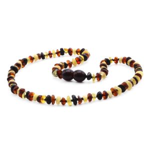 BALTIC AMBER TEETHING NECKLACE. ROUNDEL. XR42M2