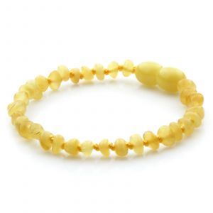 Baltic Amber Teething Bracelet. Baroque Milky Yellow C 4x3 mm