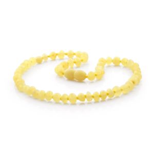 BALTIC AMBER TEETHING NECKLACE. BAROQUE MILKY YELLOW 5X4 MM