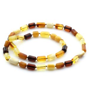 Natural Baltic Amber Necklace Cylinder Beads 13mm. 55cm. 13gr. NPR28
