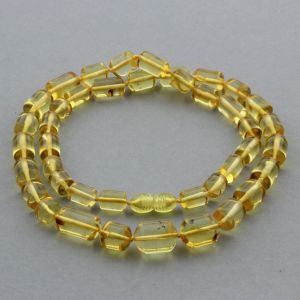 Natural Baltic Amber Necklace Cylinder Beads up to 14mm. 55cm. 22gr NPR33