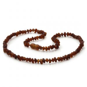 Adult Raw Baltic Amber Necklace. Round Flat Cognac Rough 5x3 mm
