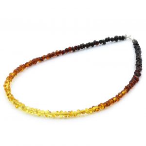 Adult Baltic Amber & 925 Sterling Silver Clasp Necklace 45cm. Ba Rainbow II 4mm