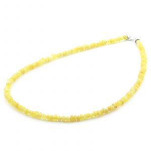 Adult Baltic Amber & 925 Sterling Silver Clasp Necklace 45cm. Ba Milky Yellow 4mm