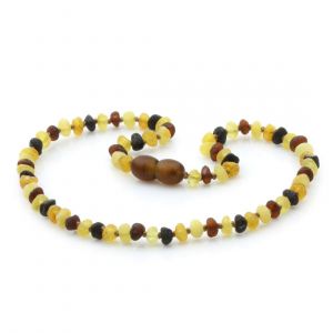 Raw Baltic Amber Teething Necklace. Baroque Multicolor Rough 4x3 mm