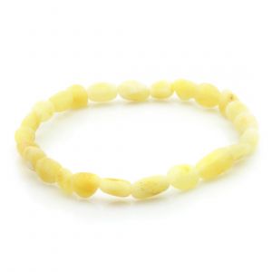 Adult Raw Baltic Amber Bracelet. Olive Milky Yellow Rough 5x4 mm
