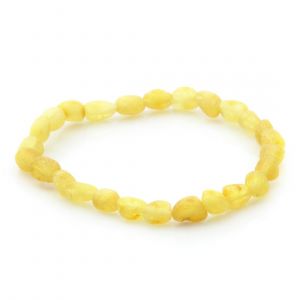 Adult Raw Baltic Amber Bracelet. Olive Yellow Rough 5x4 mm