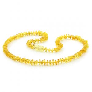 Adult Baltic Amber Necklace. Round Flat Yellow 5x2 mm
