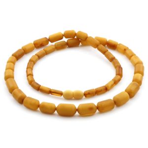 Natural Baltic Amber Necklace Cylinder Beads up to 14mm. 55cm. 18.7gr NPR63