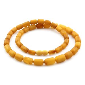 Natural Baltic Amber Necklace Cylinder Beads up to 14mm. 50cm. 18.8gr NPR68