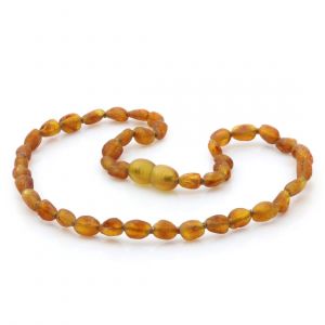 Raw Baltic Amber Teething Necklace. Olive Light Cognac Rough 5x4 mm