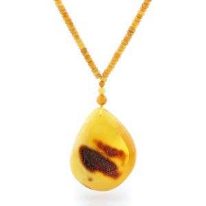 Natural Baltic Amber Necklace with Pendant 60cm 41gr. NP64