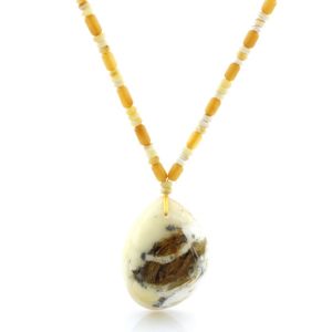 Natural Baltic Amber Necklace with Pendant 62cm 25gr. NP107